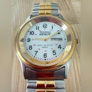 Armitron instalite men’s two tone watch NEW BATTERY